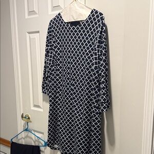 Crown & Ivy Navy and White Patterned Dress